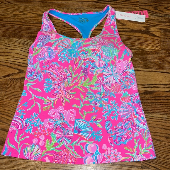 Lilly Pulitzer Mina Bra tank UPF 50+ Shell Me Something Good NWT Medium - Picture 3 of 8